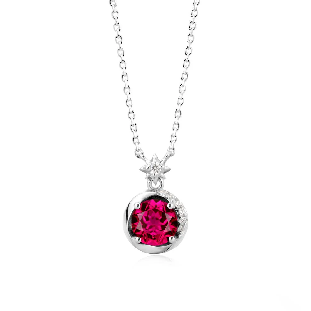 Galaxy Inspired Swirling Ruby Necklace
