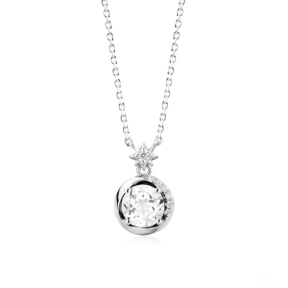 Galaxy Inspired Swirling White Topaz Necklace - Image 9