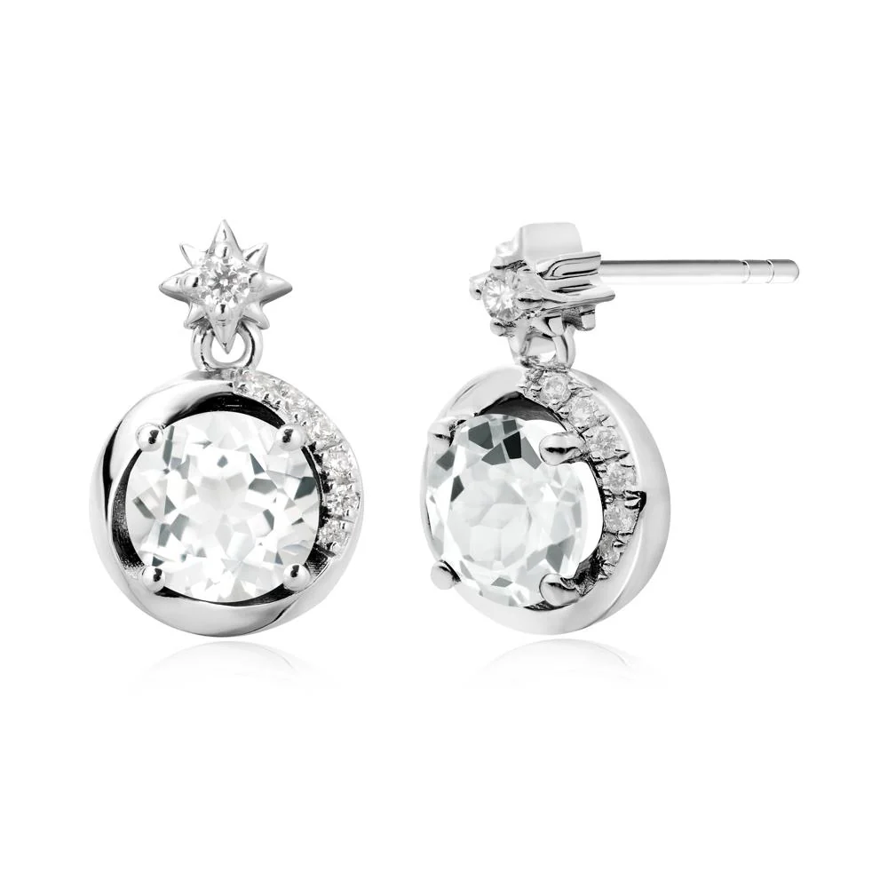 Galaxy Inspired Swirling White Topaz Stud Earrings - Image 3