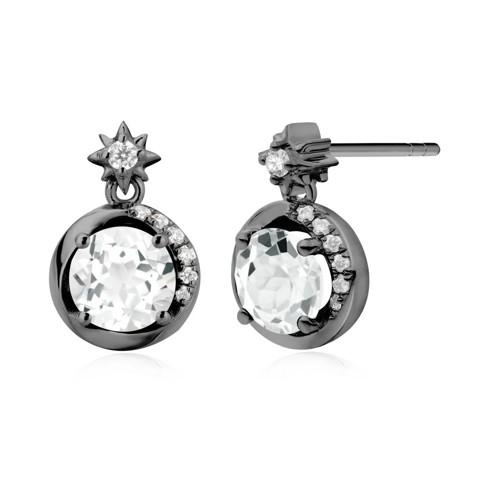 Galaxy Inspired Swirling White Topaz Stud Earrings - Image 4