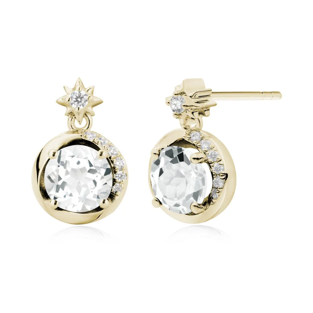 Galaxy Inspired Swirling White Topaz Stud Earrings - Image 7