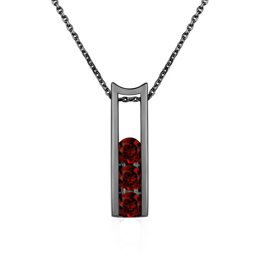 Garnet 3 Stones Mothers Necklace - Image 3