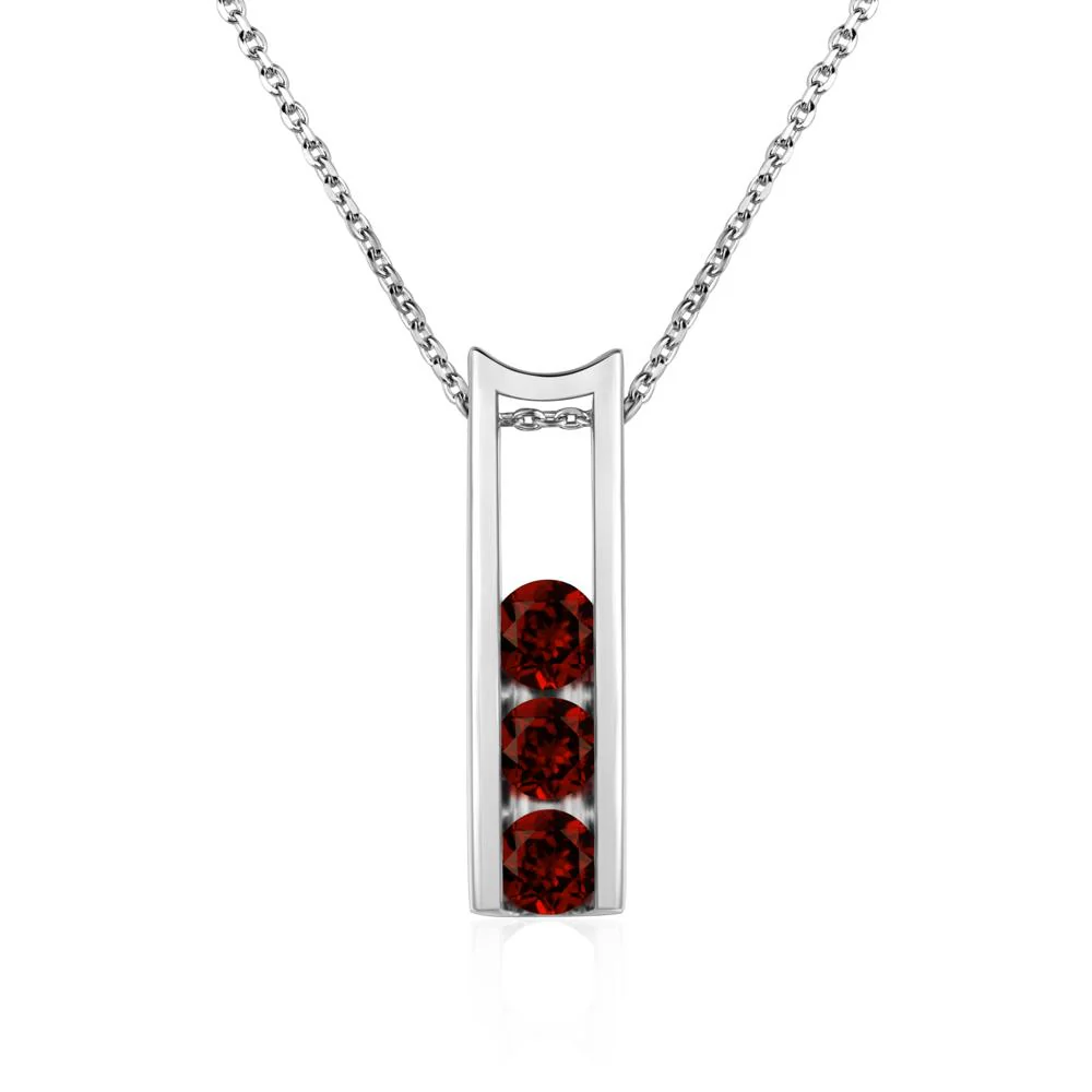 Garnet 3 Stones Mothers Necklace - Image 4