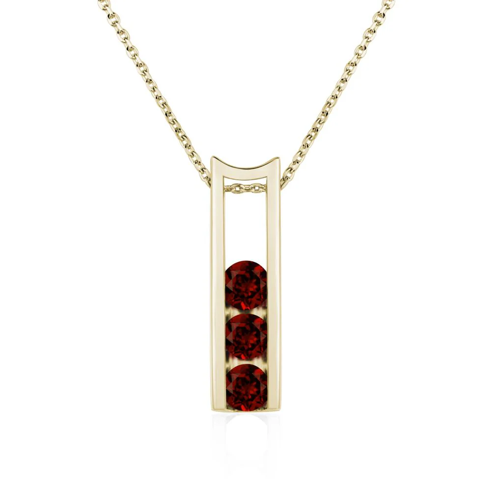 Garnet 3 Stones Mothers Necklace - Image 5