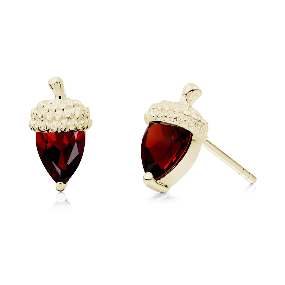 Garnet Acorn Earrings