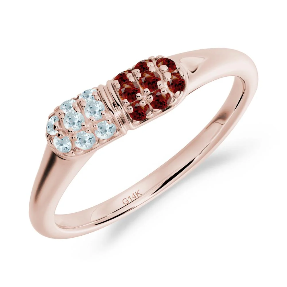 Garnet and Aquamarine Cluster Ring for Nurses Day