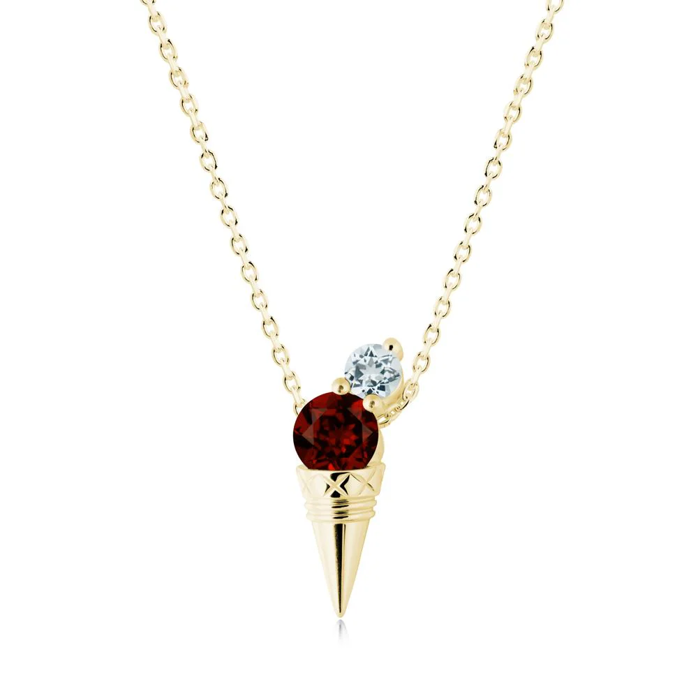 Garnet and Aquamarine Toi Et Moi Necklace - Image 2