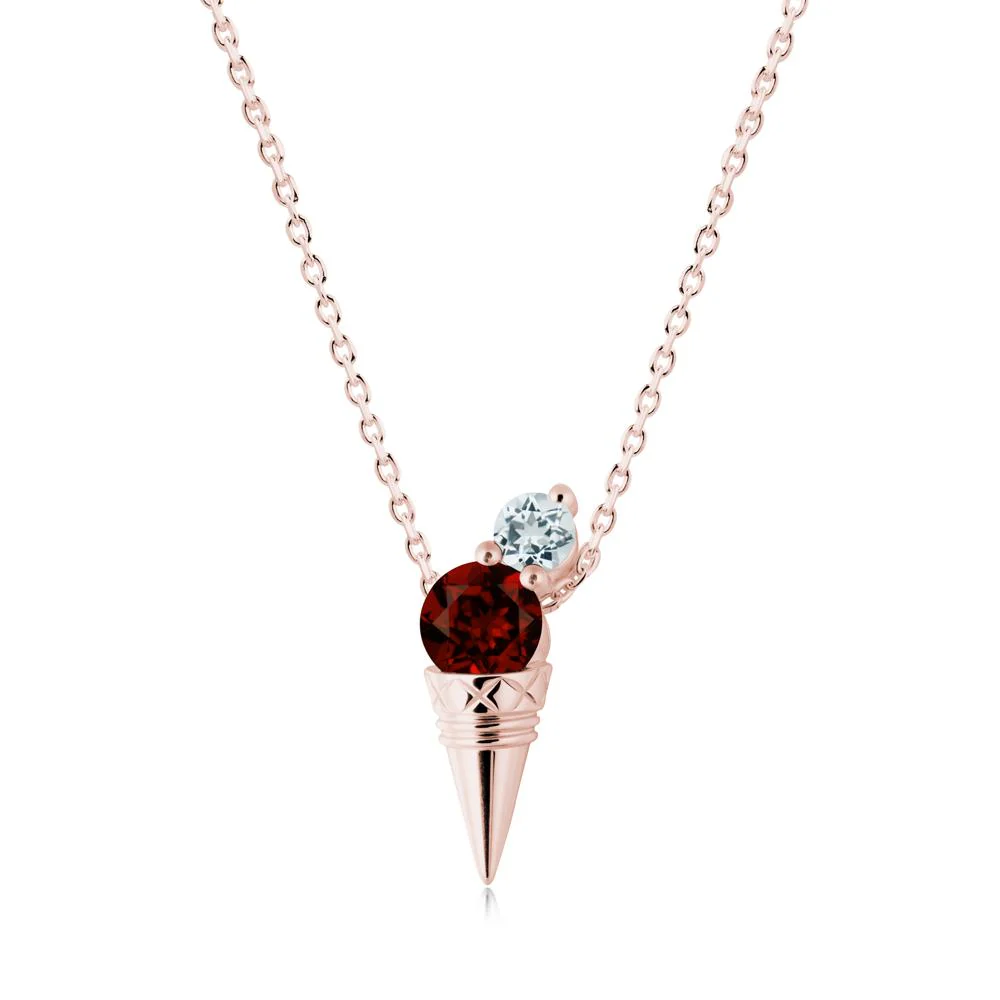 Garnet and Aquamarine Toi Et Moi Necklace - Image 7