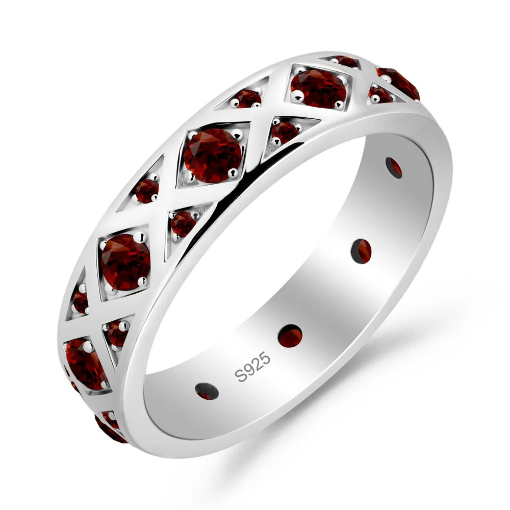 Garnet and Garnet Eternity Band Ring - Image 2