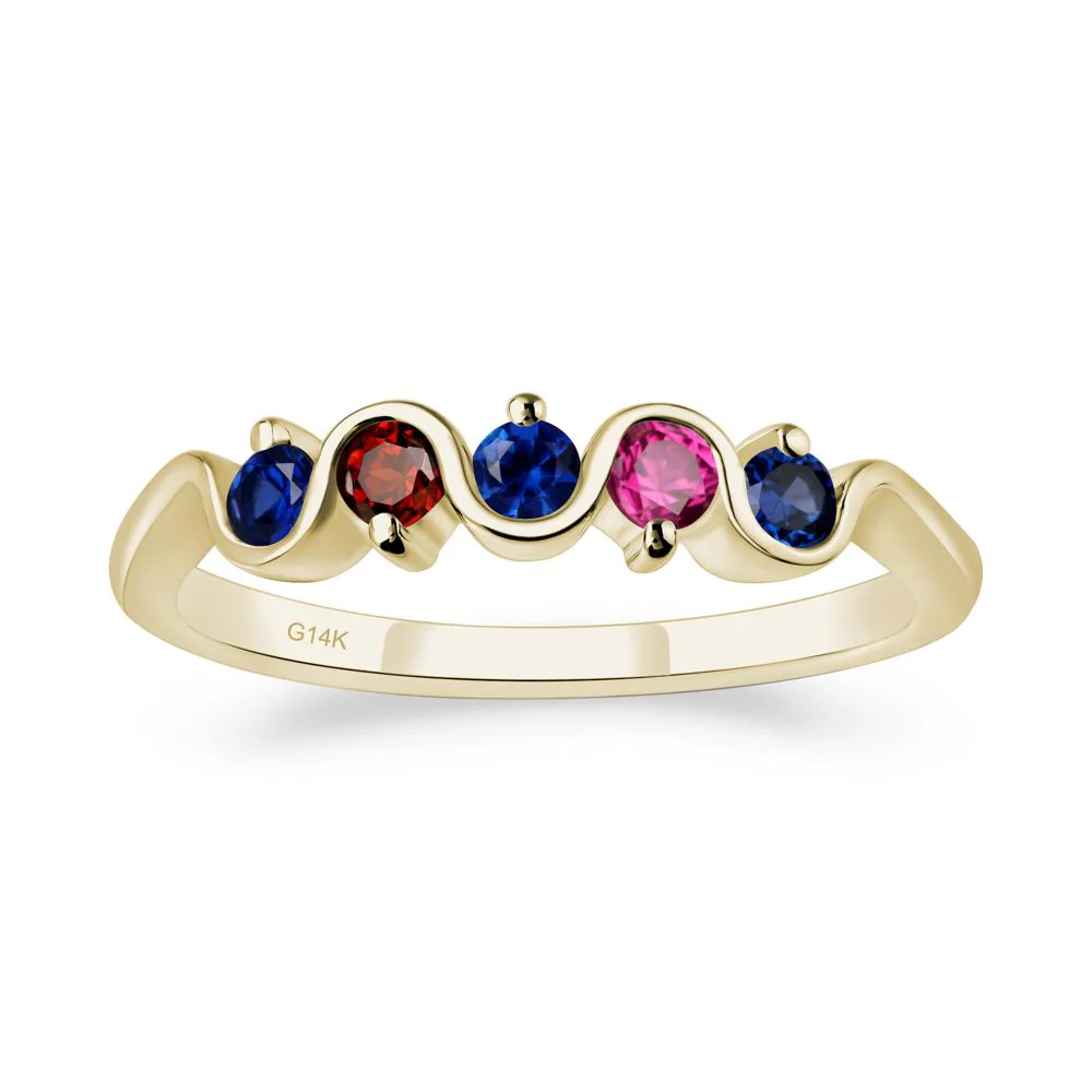Garnet and Ruby and Sapphire Band Ring - Image 5