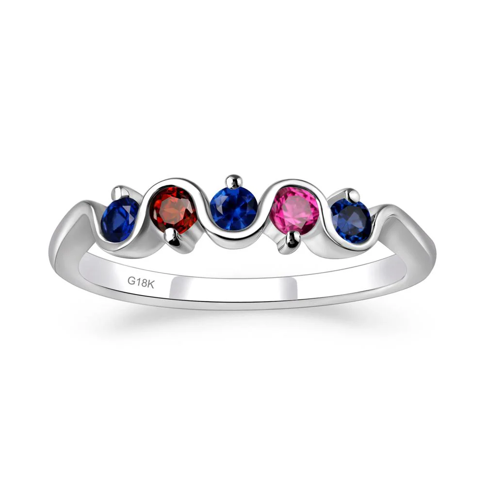 Garnet and Ruby and Sapphire Band Ring - Image 7