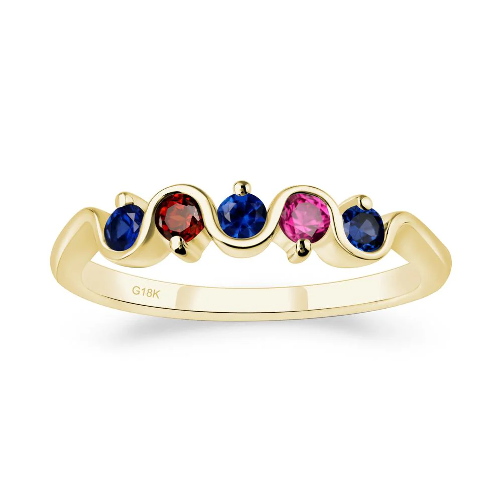 Garnet and Ruby and Sapphire Band Ring - Image 8