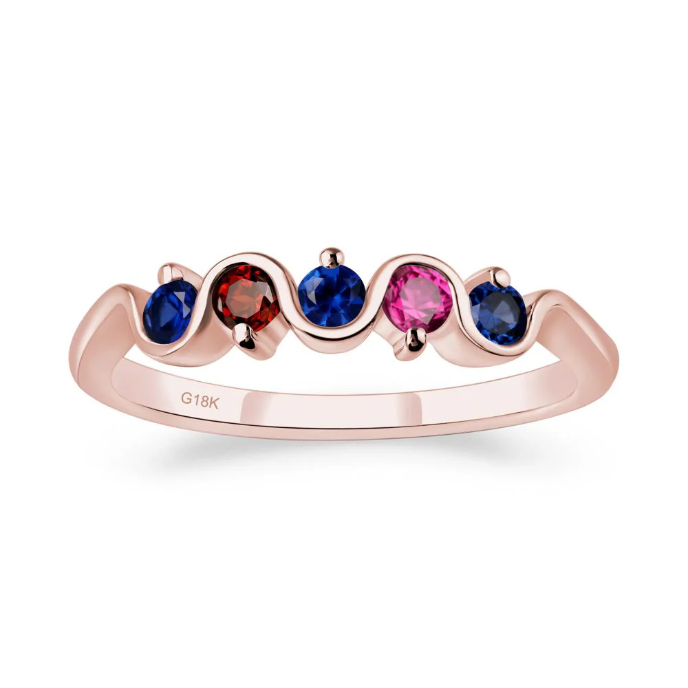 Garnet and Ruby and Sapphire Band Ring - Image 9