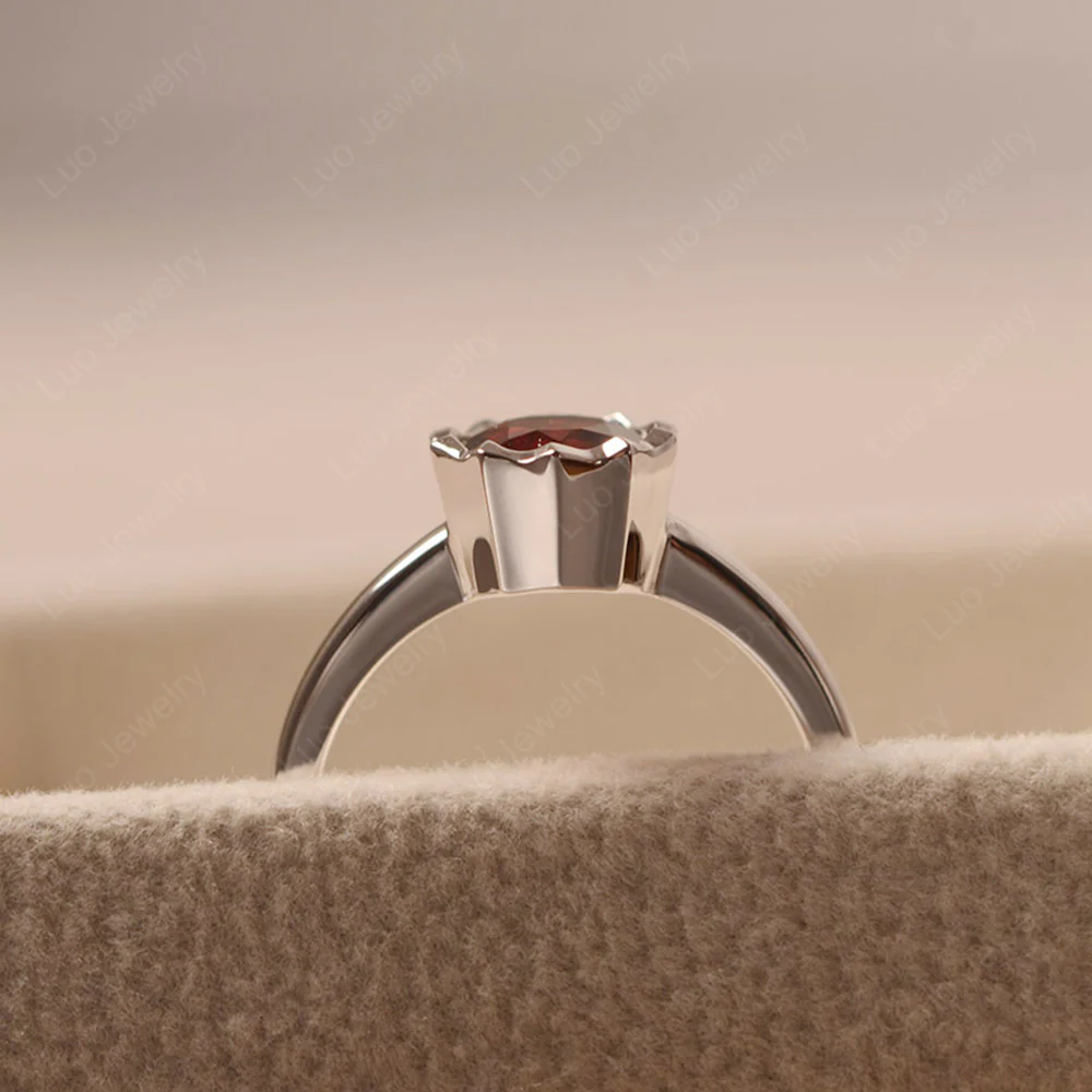 Garnet Bezel Solitaire Decagon Ring - Image 5