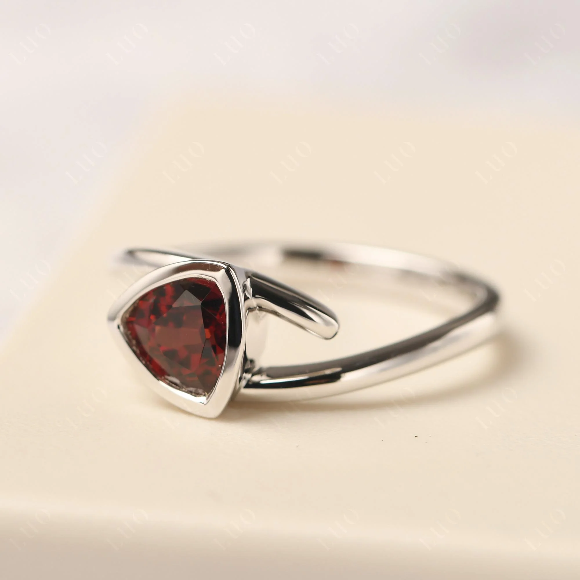 Bezel Set Garnet Ring - Image 11