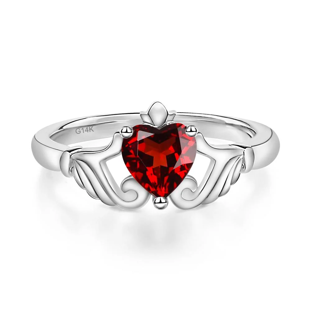 Garnet Claddagh Engagement Ring - Image 3