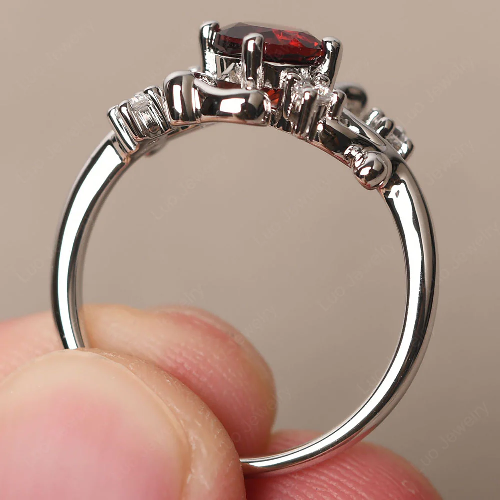 Garnet Intricate Engagement Ring - Image 4