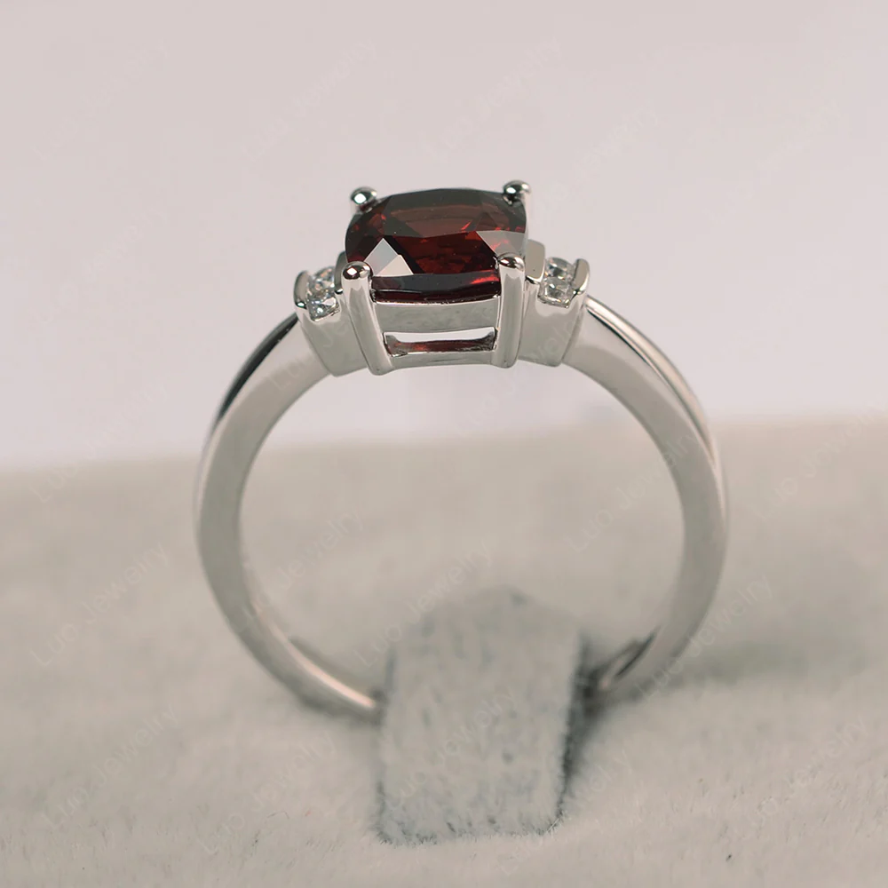 Garnet Cushion Cut Engagement Ring - Image 3
