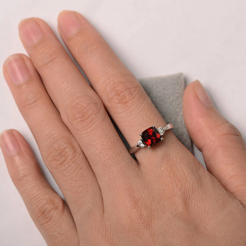 Garnet Cushion Cut Engagement Ring - Image 4