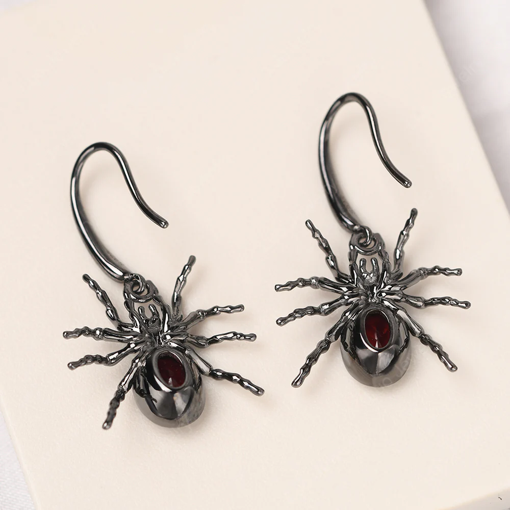 Garnet Bezel Set Spider Earrings - Image 3