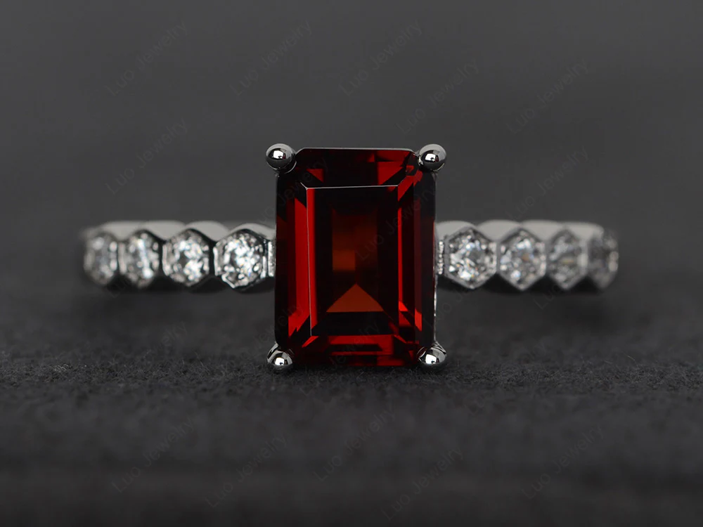 Garnet Engagement Honeycomb Ring