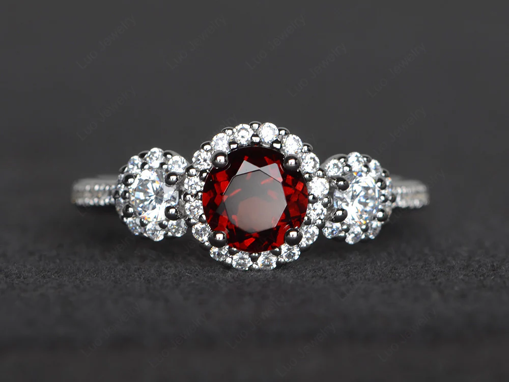 Garnet Engagement Ring Art Deco