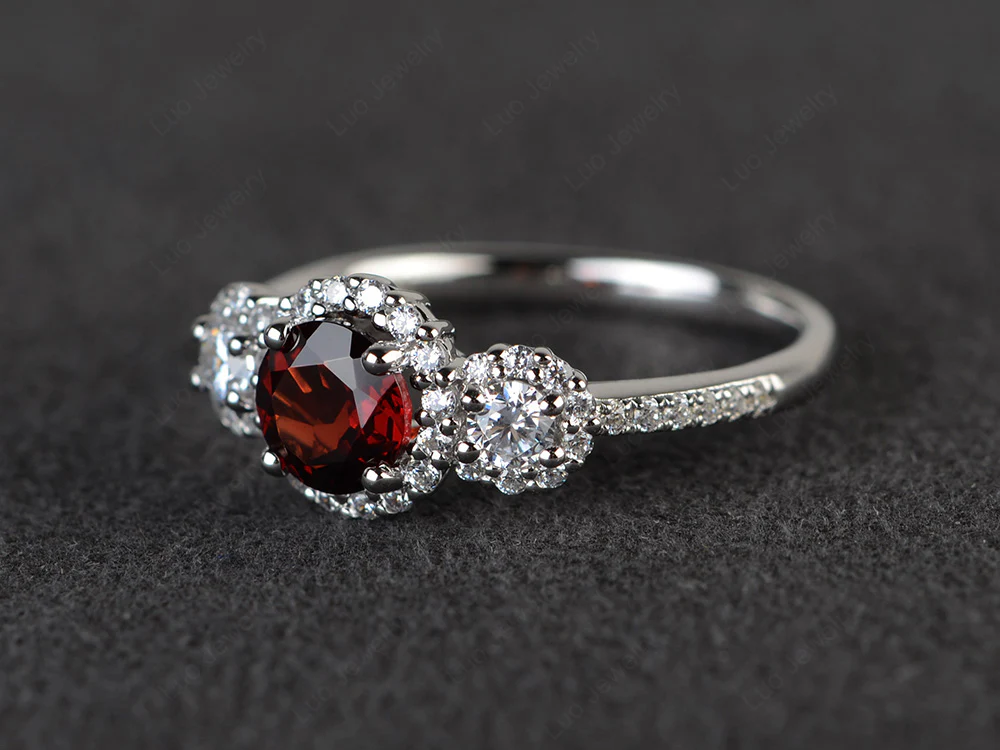 Garnet Engagement Ring Art Deco - Image 2