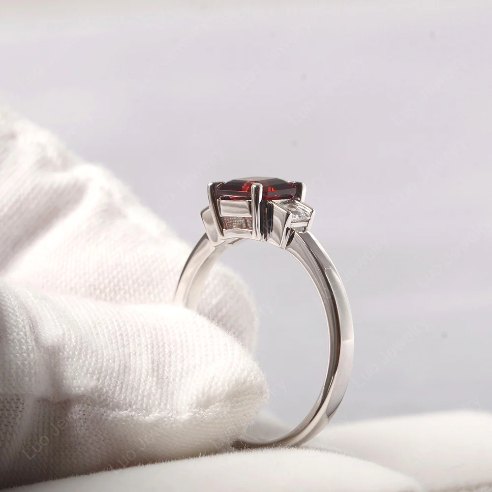 Unique Asscher Cut Garnet Ring - Image 4