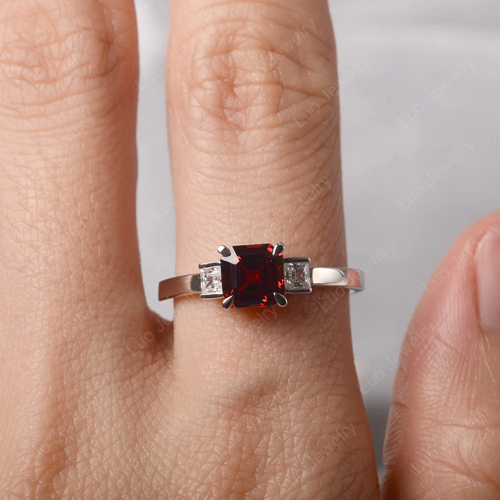 Unique Asscher Cut Garnet Ring - Image 5