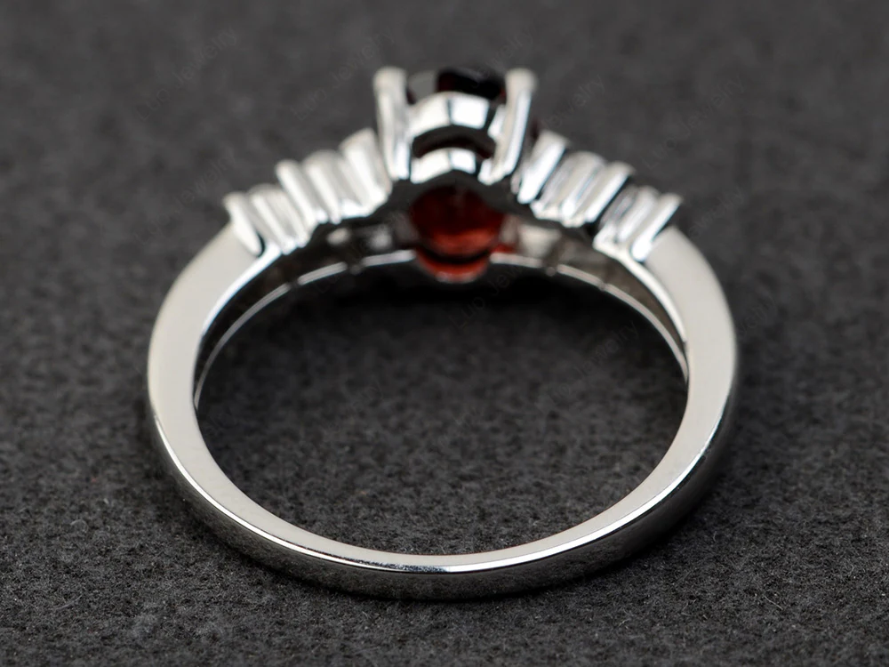 Oval Cut Simple Garnet Promise Ring - Image 3