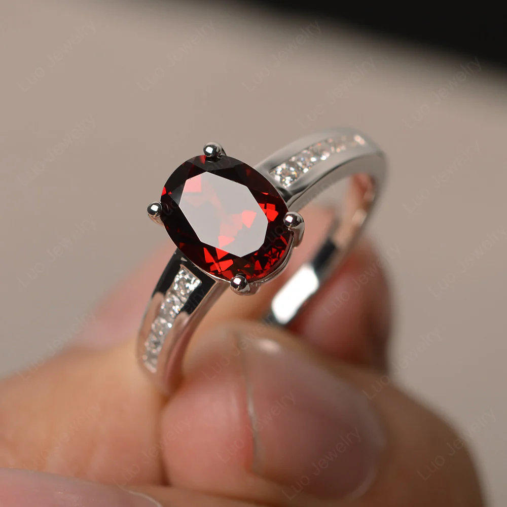 Classic Oval Garnet Engagement Ring