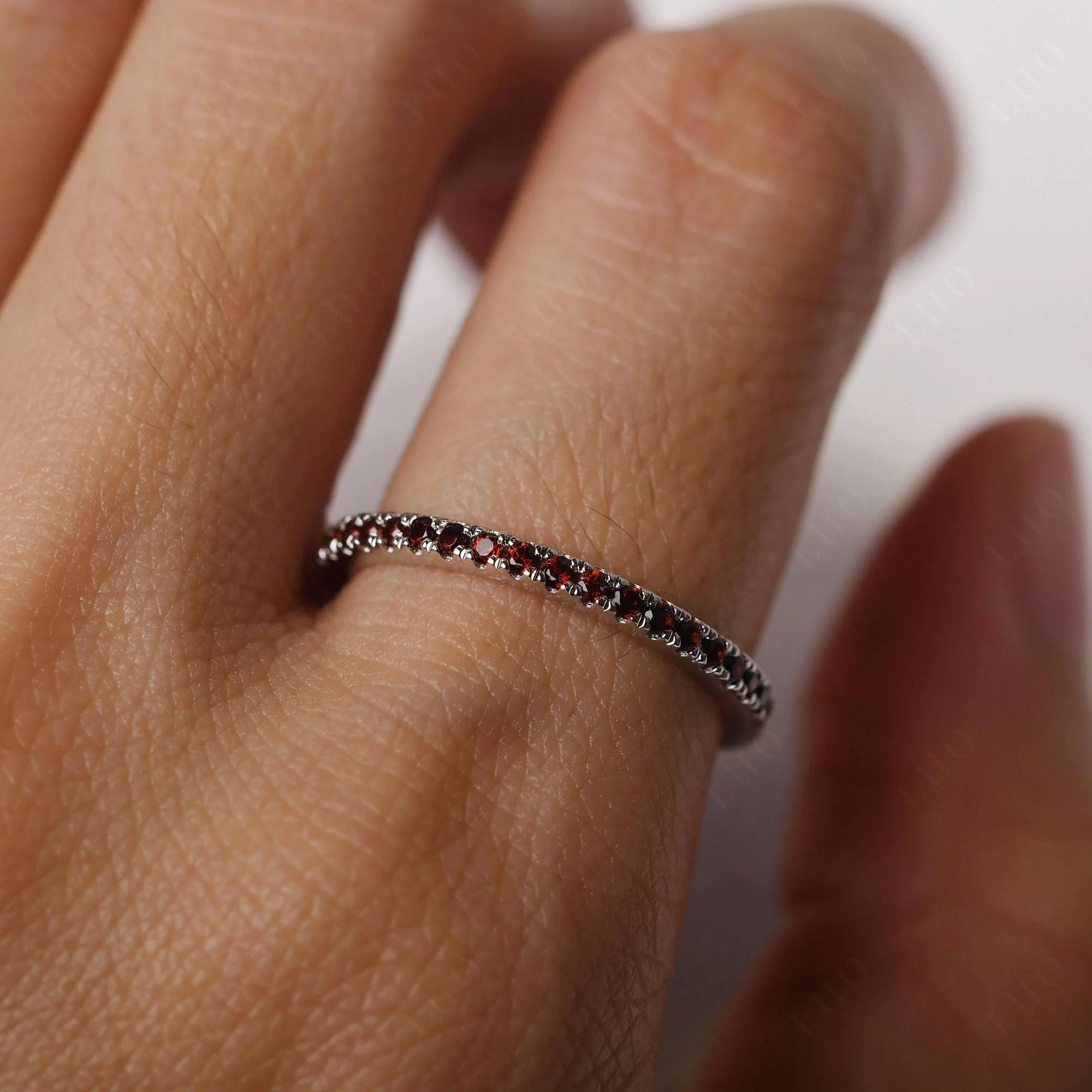 Garnet Pave Ring Band - Image 15