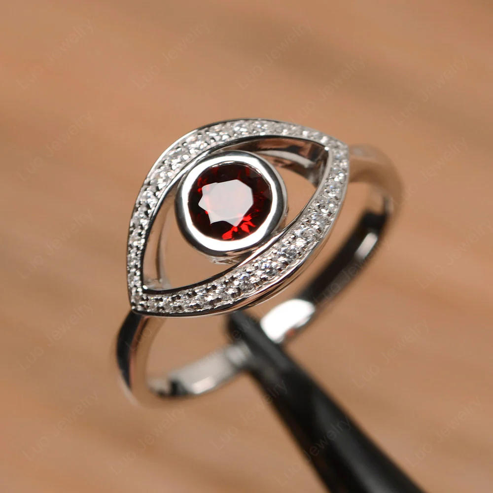 Garnet Evil Eye Ring - Image 2