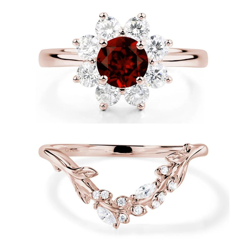 Garnet Sunburst Engagement Ring - Image 11