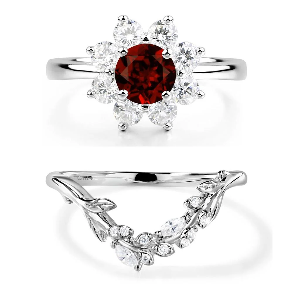 Garnet Sunburst Engagement Ring - Image 19