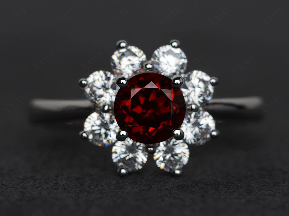 Garnet Sunburst Engagement Ring - Image 29