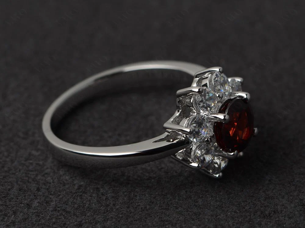 Garnet Sunburst Engagement Ring - Image 30