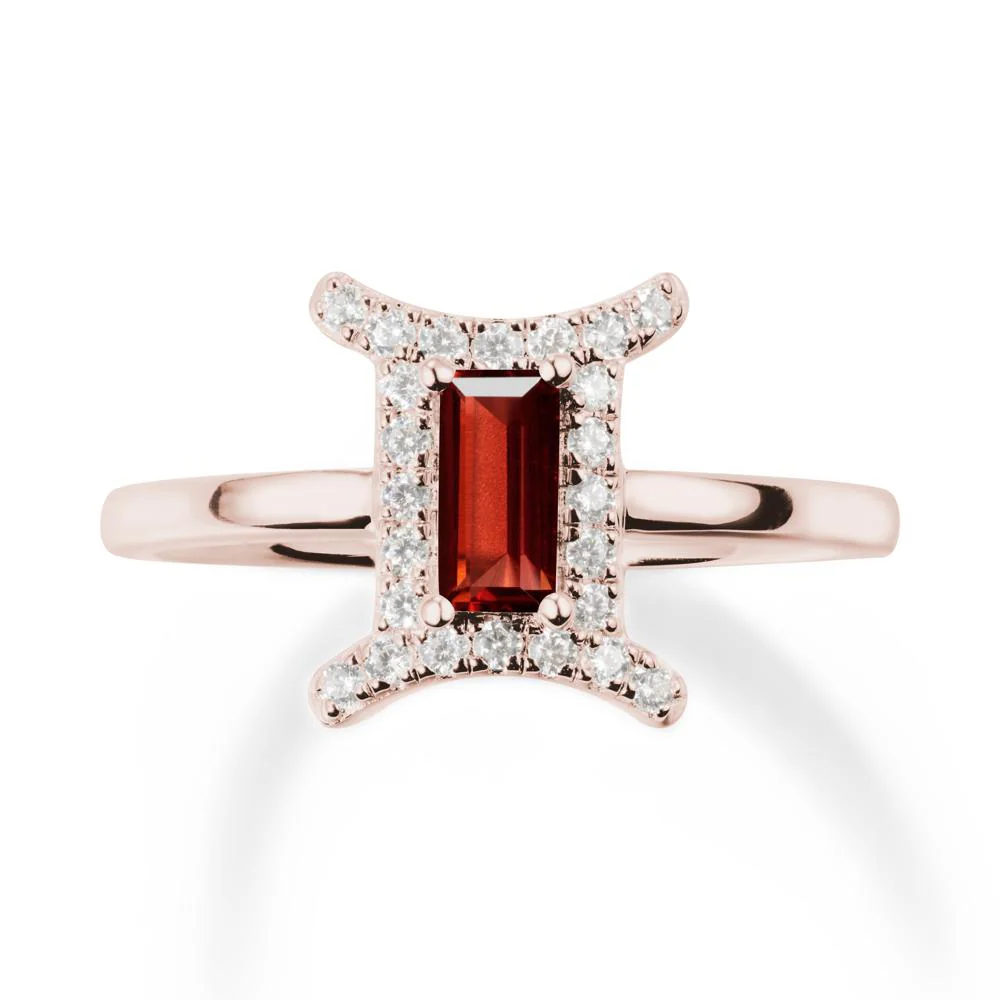 Garnet Gemini Zodiac Halo Ring-Kind & Curious - Image 2
