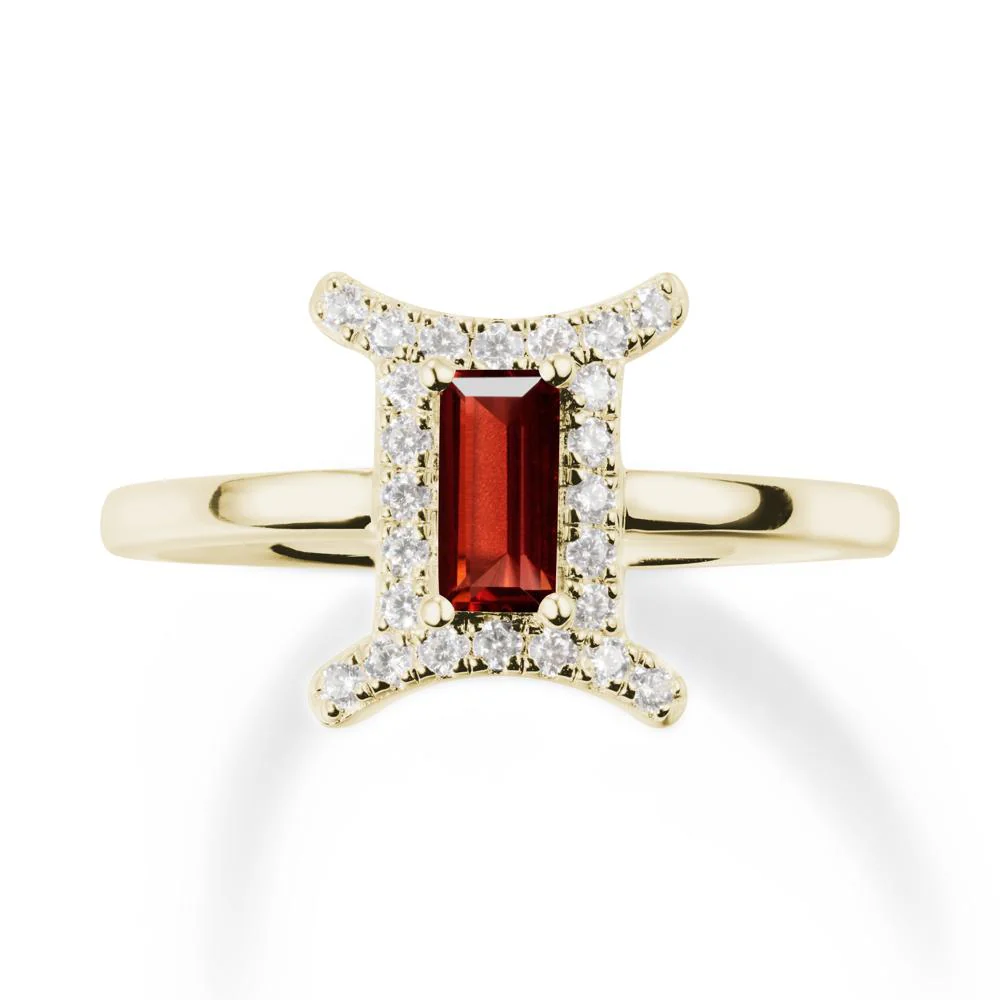 Garnet Gemini Zodiac Halo Ring-Kind & Curious - Image 4