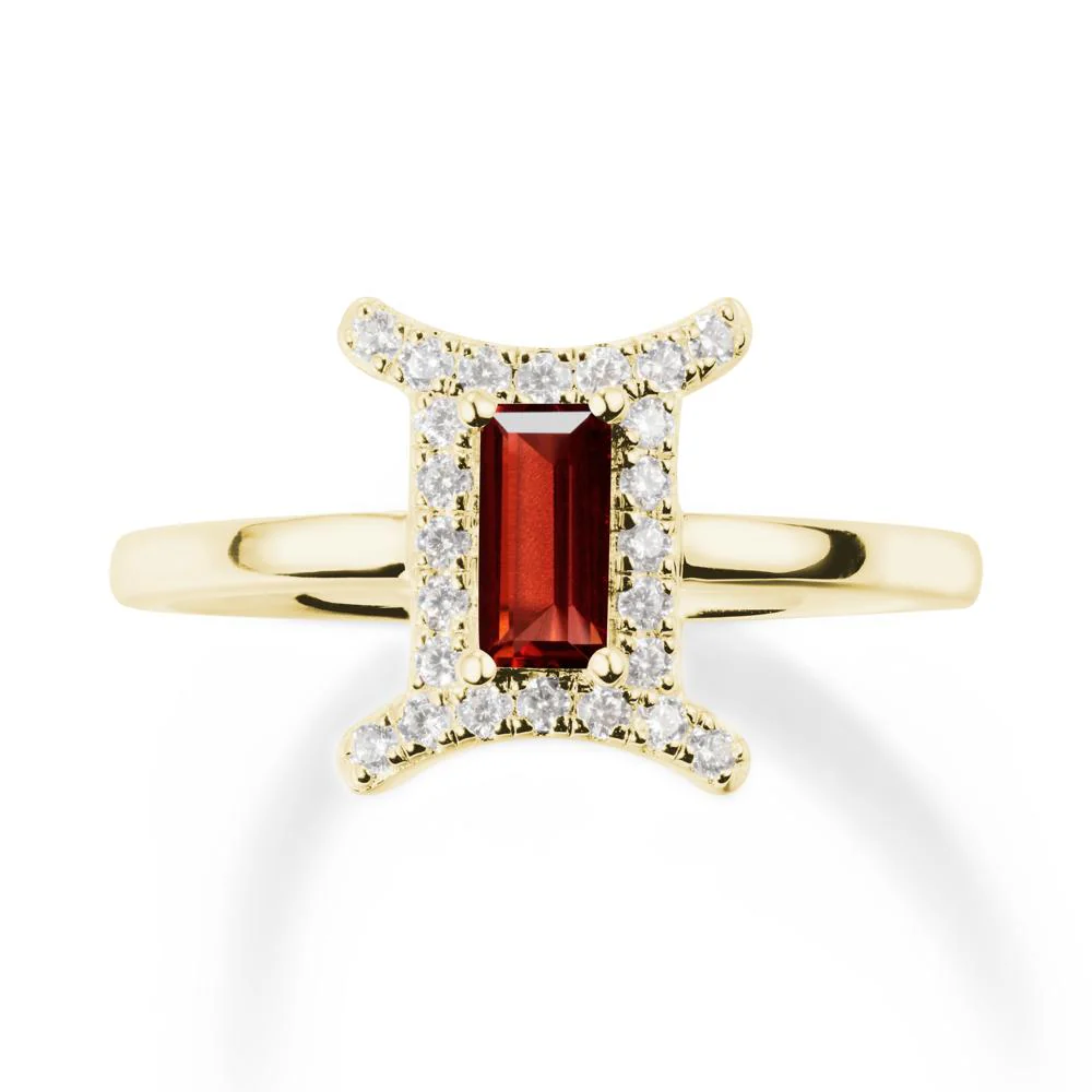 Garnet Gemini Zodiac Halo Ring-Kind & Curious - Image 7