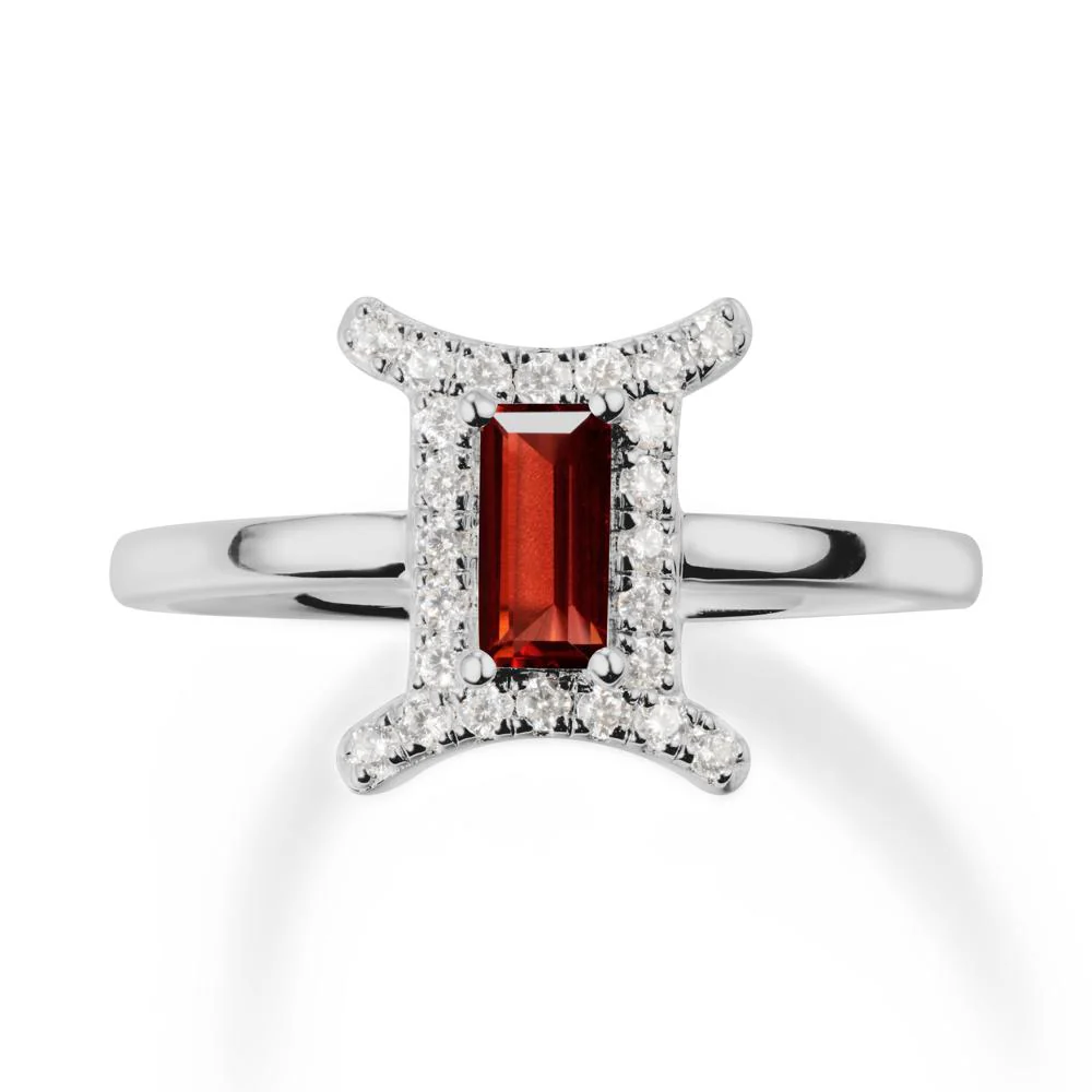 Garnet Gemini Zodiac Halo Ring-Kind & Curious - Image 9