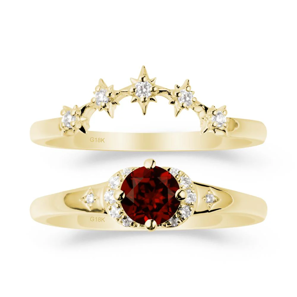 Garnet Halo and Star Crown Ring Set - Image 6