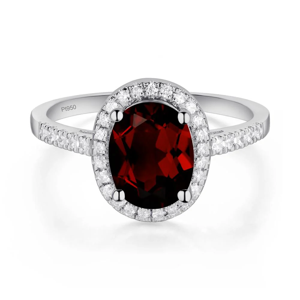 Oval Garnet Halo Ring - Image 2