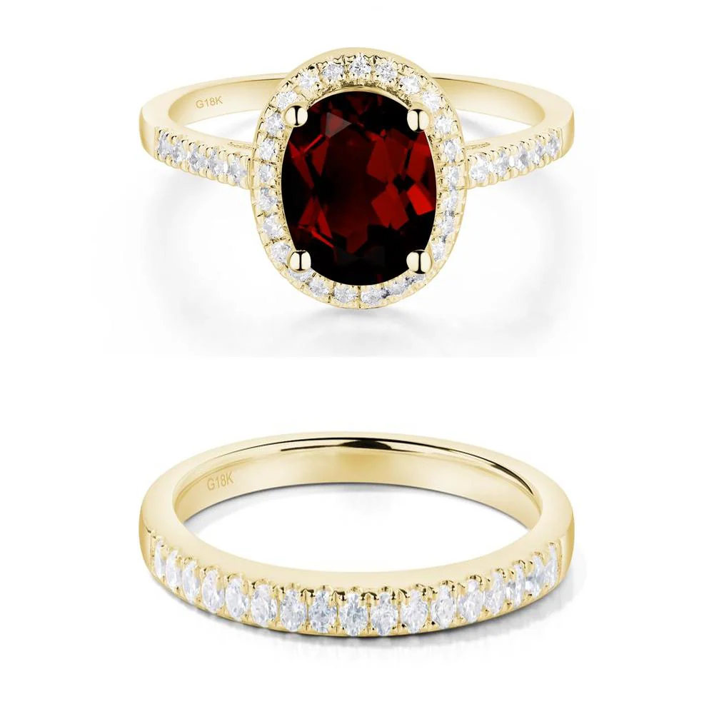 Oval Garnet Halo Ring - Image 21