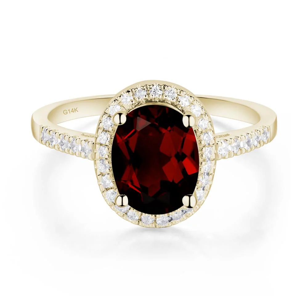 Oval Garnet Halo Ring - Image 3