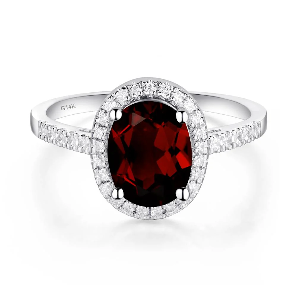 Oval Garnet Halo Ring - Image 4