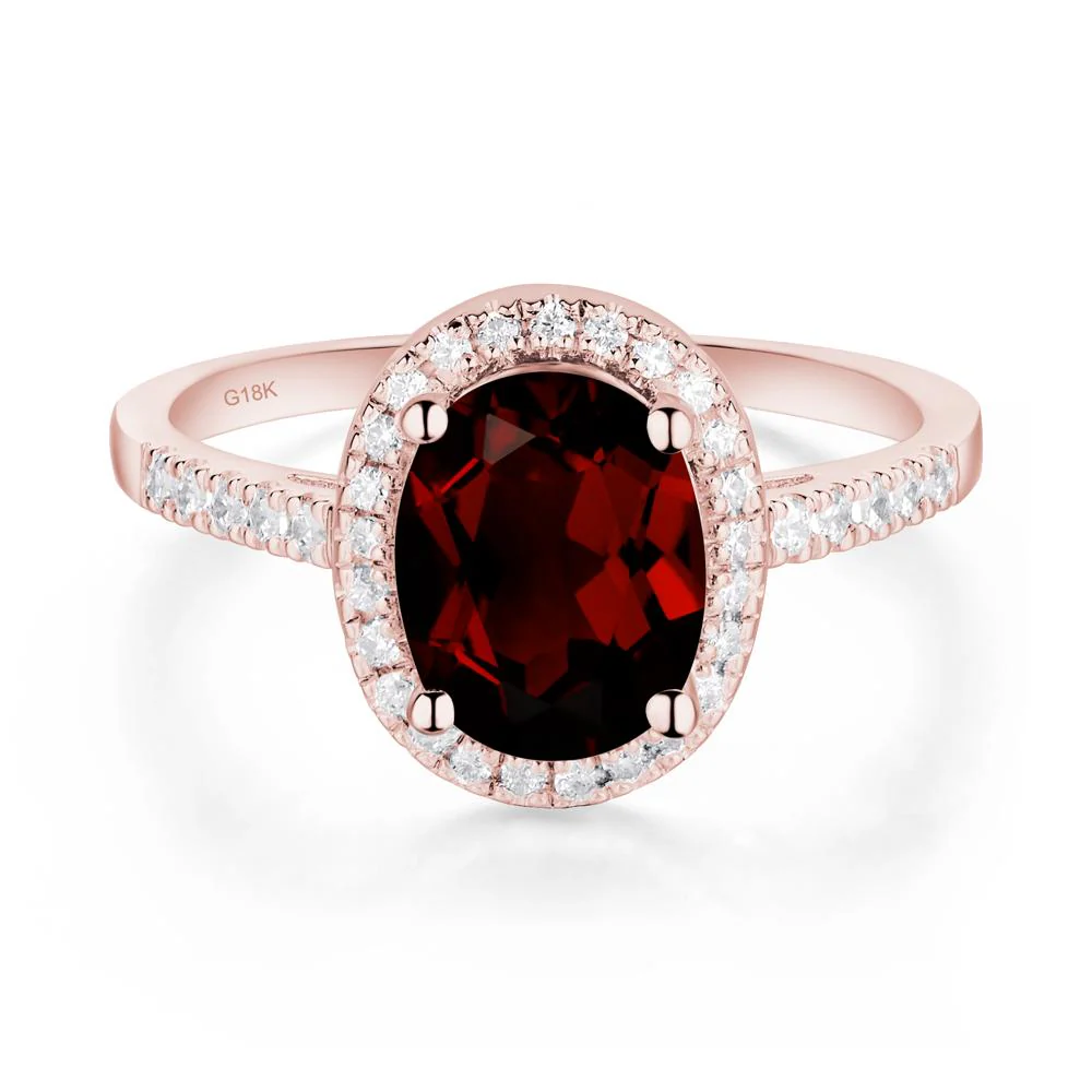 Oval Garnet Halo Ring - Image 8