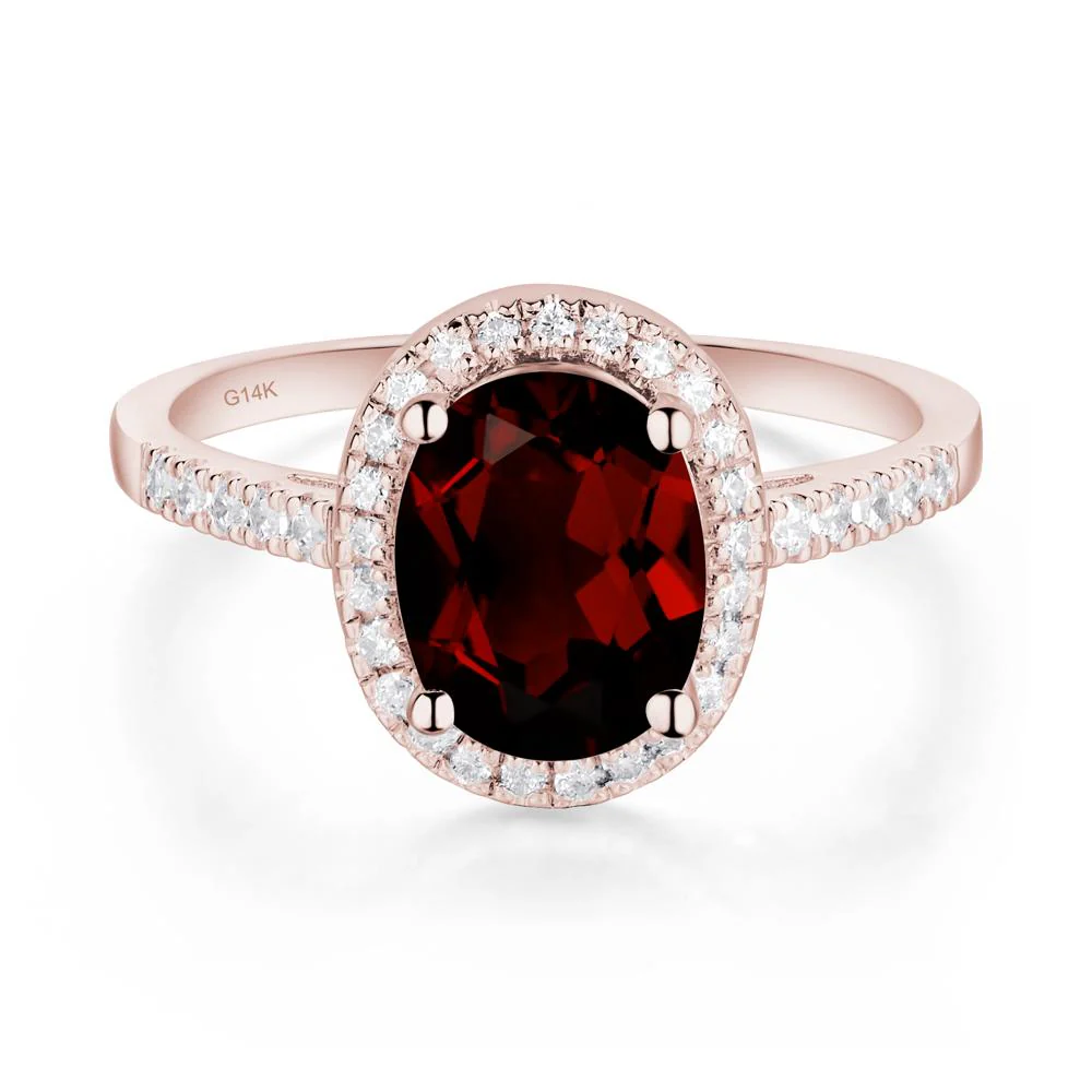 Oval Garnet Halo Ring - Image 9