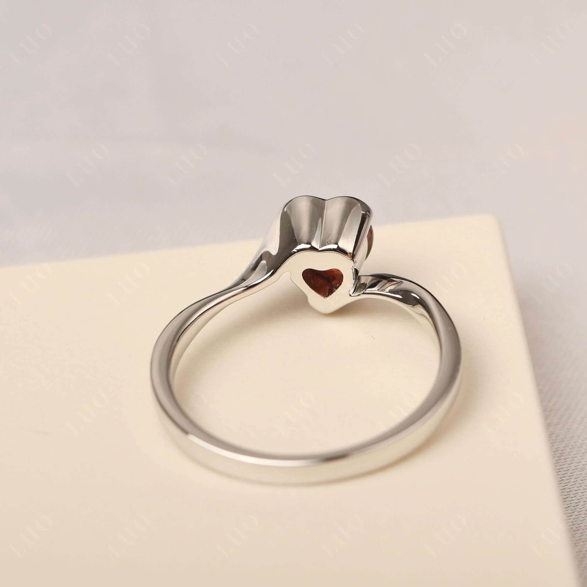Garnet Heart Shape Solitaire Ring - Image 12