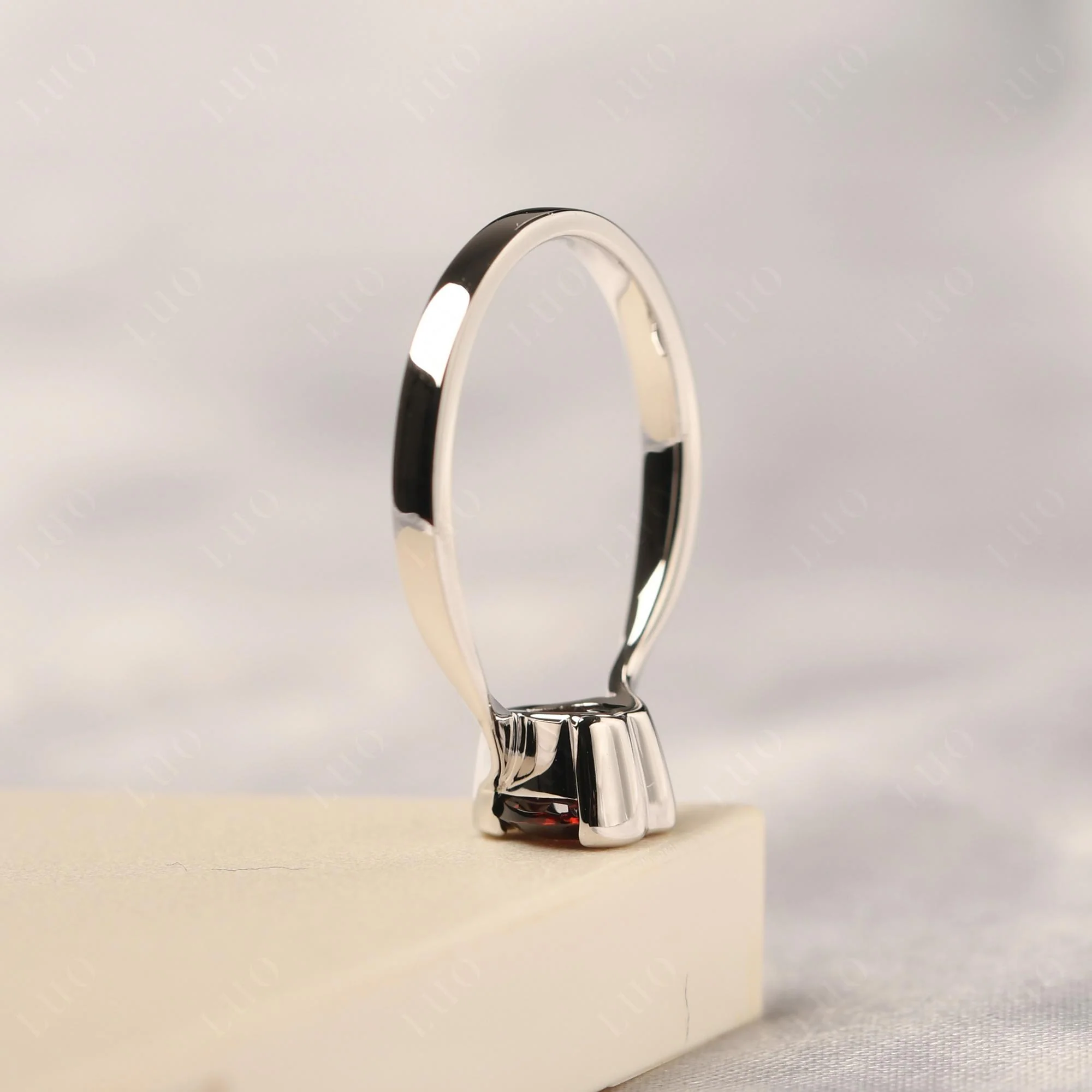 Garnet Heart Shape Solitaire Ring - Image 13